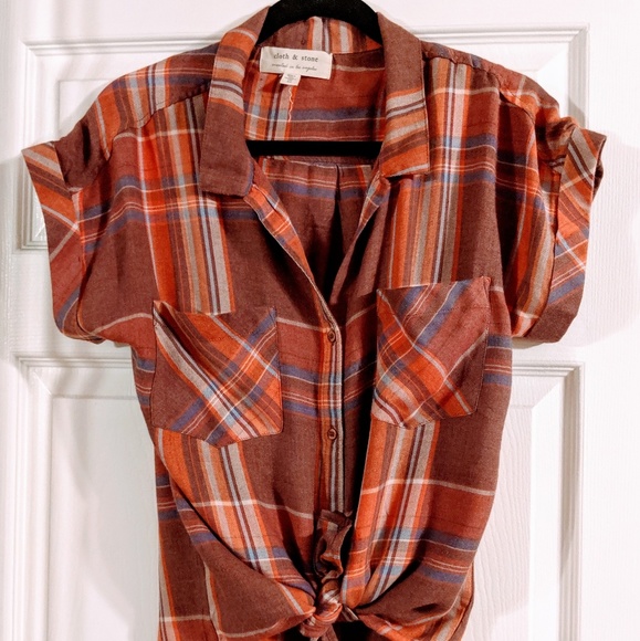 cloth & stone Tops - Nwot Cloth & Stone plaid camp shirt cloth & stone Tops - Nwot Cloth & Stone plaid camp shirt